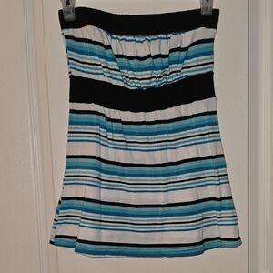 Striped Strapless Top in Blue and Black
